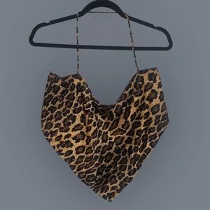 Cheetah Print Handkerchief Crop Top
